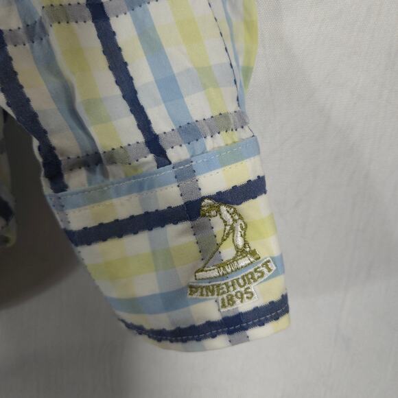 Tommy Bahama Shirt Mens L Blue Yellow Plaid Pinehurst Putter Boy Cuff Button Up - Picture 7 of 11